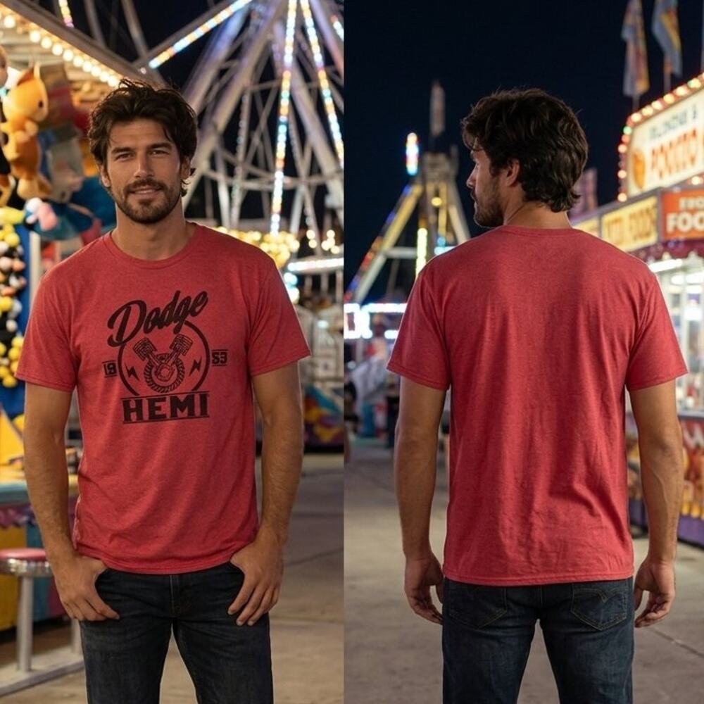 Dodge Hemi 1953 Pistons Red Graphic T Shirt Mens Large Automotive Crewneck